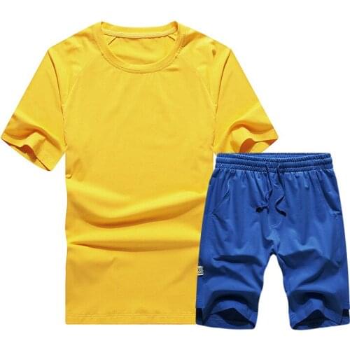 2021Summer New Mens Sportswear Short-sleeved Five Points Pants Suit Solid Color Casual Sports Suit Loose Milk Silk Sweat Suits