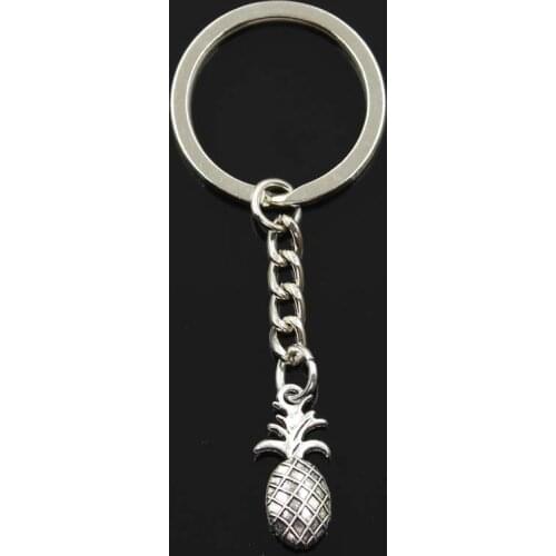 New Fashion Keychain 23x10mm Bromeliaceae Ananas Pineapple Pendants DIY Men Bronze Silver Color Car Key Chain Ring Souvenir Gift