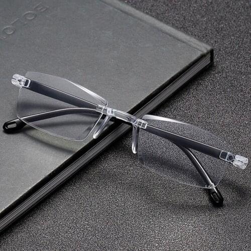 Anti-bule Reading Glasses Men Women+1.0 +1.5 +2.0 +2.5 +3.0 +3.5 +4.0 square Frameless Anti Bule Light Glasses Frame Glasses