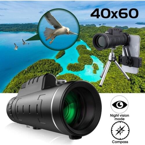Optical Telescope with Tripod Phone Holder 40X60 Portable HD Monocular Telescope Outdoor Sport Camping Tool