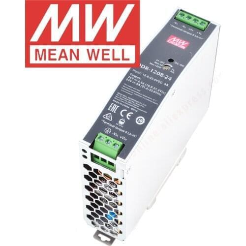 Original Mean Well DDR-120B-24 Din Rail Type DC-DC Converter Meanwell 24V/5A/120W DC to DC Power Supply 16.8-33.6Vdc Input