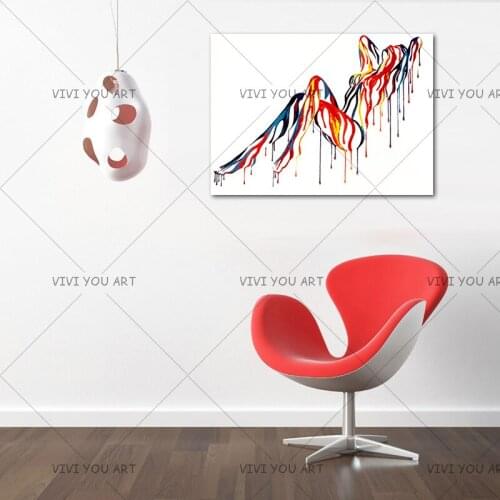 Sexy Slim Line Woman Nude with the Colourful 100% Handmade Oil Painting On Canvas Paintings Fine Wall Art Decor
