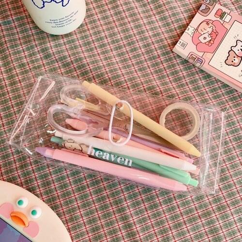 Transparent Waterproof Girls Pen Bag Winding Cosmetic Bag Makeup Case Handbag Organizer Storage Pouch Toiletry Wash Bag