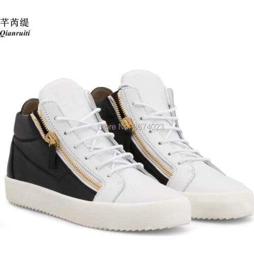 Qianruiti Fashion Shoes Men High Top Sneakers Zipper Ankle Boots Thick Flats Lace Up Trainers Autumn Shoes Men