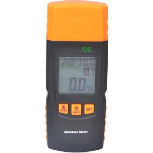 LCD Backlight Handheld Wood Moisture Meter Data Hold For Measure in 4 Tree Species Humidity:20%RH~95%RH With Temperature Tester