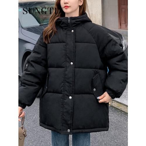 Sungtin Quilted Parkas Women Fashion Puffer Hooded Thick Warm Womens Winter Jacket Coat Padded Parkas Mujer 2021 Autumn Clothes
