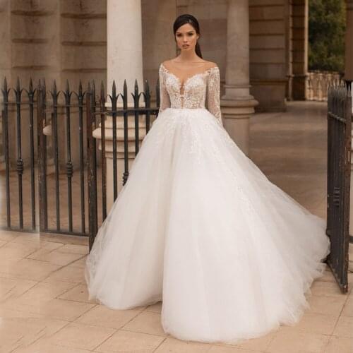 Robe de mariee Ball Gown Wedding Dress 2021 New arrival Lace Appliques Off the Shoulder Princess Bride Gown Vestido De Noiva