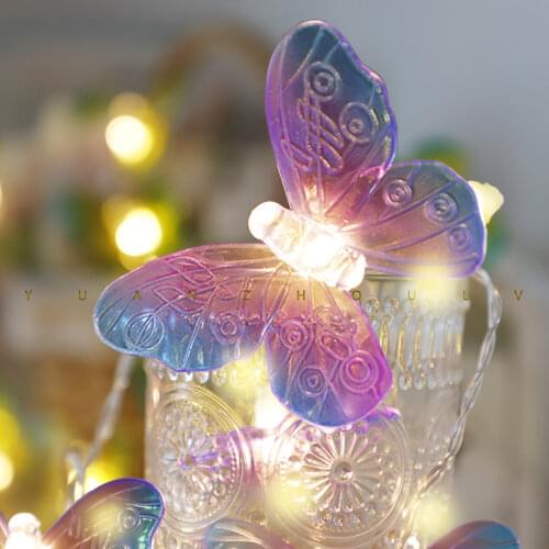 LED Creative Butterfly Light String Battery Box Purple Butterfly Lamp Garland Fairy Light String Holiday Home Party Decor Light