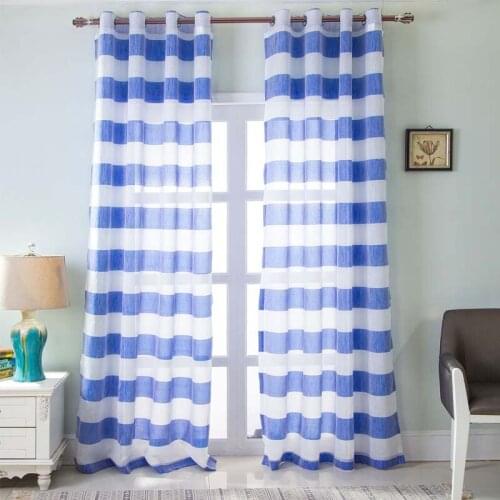 Dark Gray Semi Voile Sheer Curtains for Bedroom Kitchen Living Room Stripe Home Decorative Tulle on Windows 2 Color