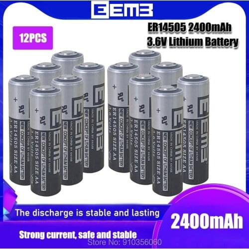 12PCS EEMB ER14505 Alarm/Security Systems Industrial Application Smart Metering Battery AA 3.6V Lithium Battery