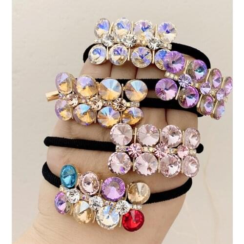 INS Wind Crystal Hair Rope New High Elastic Black Hair Rope Headdress Tie Mawei Sen Hair Accessories