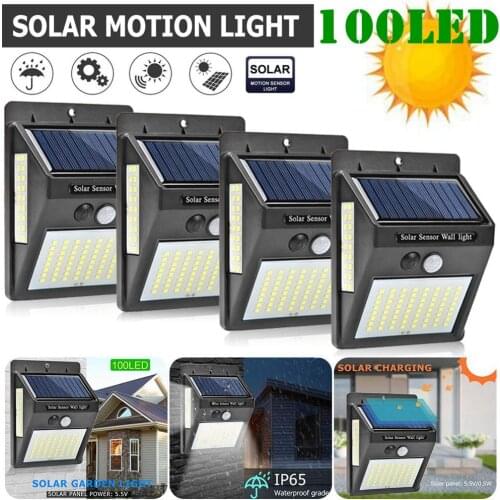 100LED Waterproof Solar Light Outdoor Street Light PIR Motion Sensor Wall Lamp for Yard Path Home Garden Solar Lighting