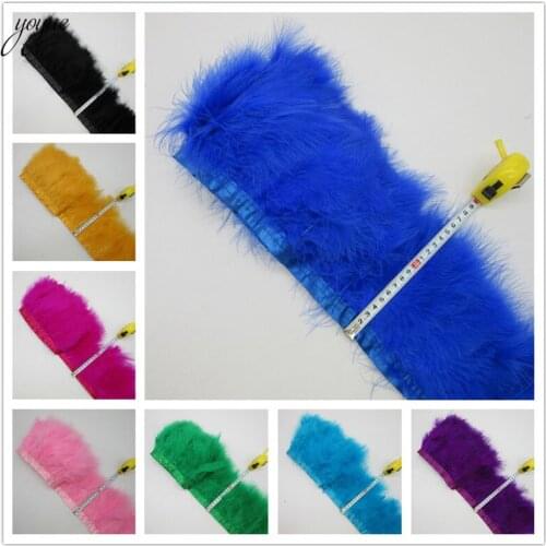 YOYUE 100Yards/lot Fluffy Goose Feather Trims Fringe 6-8inch Turkey Feathers for Crafts Ribbon Boa Clothing Wedding Decoration