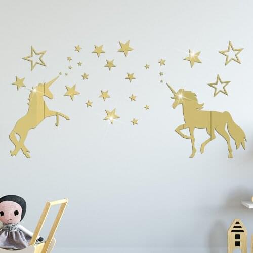 JM603 Unicorn Star DIY Mirror Acrylic Wall Sticker Childrens Room Kindergarten Home Decoration Waterproof Self-adhesive