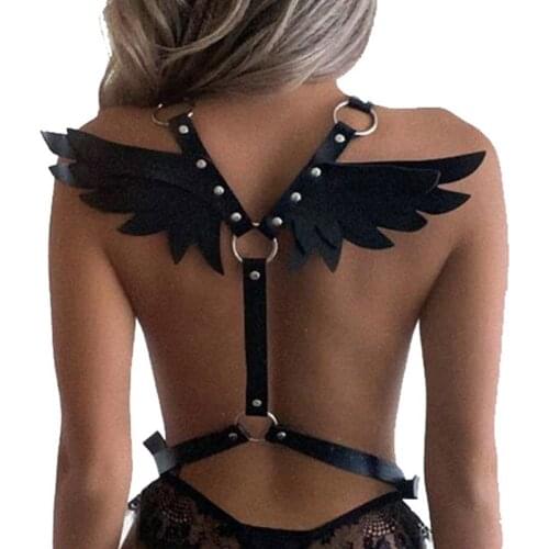 Leather Harness Bra Angel Wing Women Body Bondage Cage Garter BDSM Punk Gothic Chest Belt Suspender Straps Sexy Lingerie Erotic
