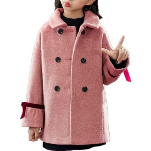 Winter Coat For Girls Thick Woolen coat For Girls Fashion Kids Outerwear Autumn England Teenage Clothes For Girls School