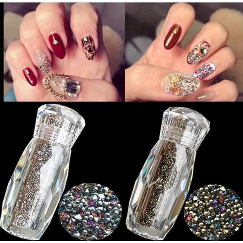0.6mm Nail Art Bead Stone 10-Color (Colorful,Mine Gold...... ) Micro Caviar Beads Rhinestone Nail Art Decoration Round Bead 1pcs