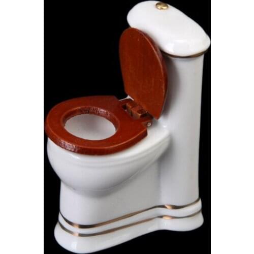 3 Set 1/12 Scale Miniature Porcelain Furniture Bathtub Toilet for Dolls House Bathroom Decoration Accessory