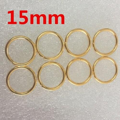 50pcs 15mm Gold O Rings of leather Accessory Cast High Quality Carft Strap Round DIY
