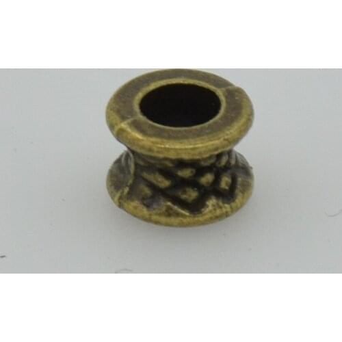 50Pcs Antique Bronze Metal Carved Tube Spacers Beads For Jewelry Making 7x5mm