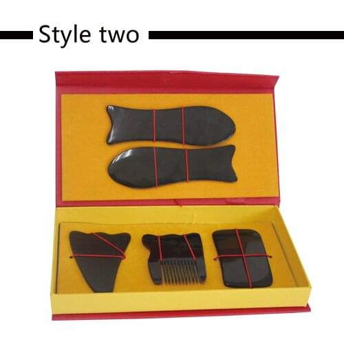 Buffelhoorn Guasha Board Set Massage Guasha Boord Hoorn Gua Sha Massage Board Schrapen Plaat Cattle horn material scraping board