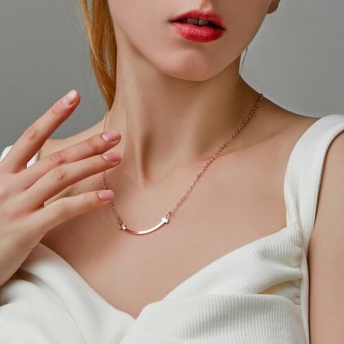 Gold Silver Color Chain Smiling Geometric Simple Pendant Choker Necklace Fashion Party Women Female Jewelry Gift Cheap