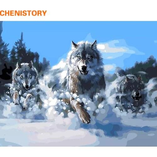 CHENISTORY Abstract Wolves Animals Diy Digital Painting By Numbers Kits Acrylic Picture Hand Painted Oil Painting For Home Decor