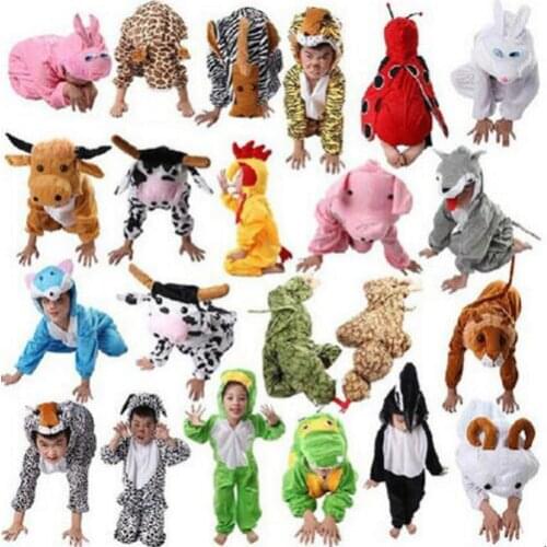 Cartoon Children Kids Animal Costume Cosplay Clothing Dinosaur Tiger Elephant Halloween Animal Costume Jumpsuit For Boy Girl