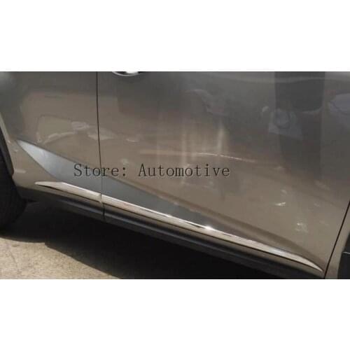 For Lexus NX 200t 300h 2015 2016 2017 4pcs Chrome ABS Door Body Side Molding Line Strip Cover Trim Protector Car Styling Model