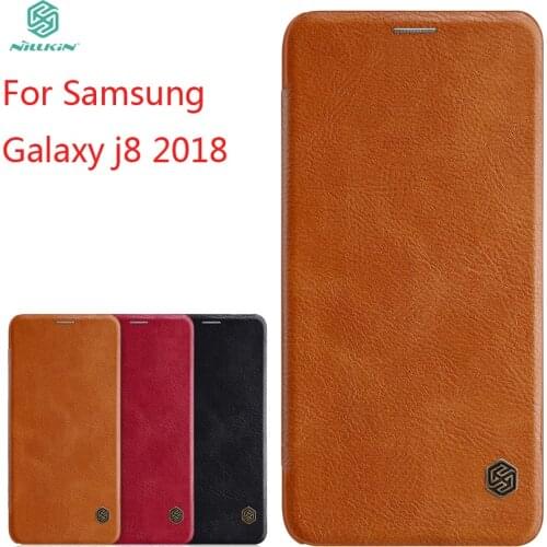 For Samsung Galaxy j8 2018 Case NILLKIN PU Leather Flip Case For Samsung Galaxy j8 2018 Luxury Smart Cover