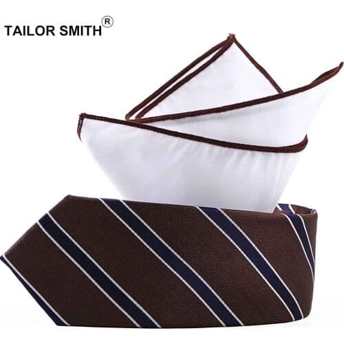 Tailor Smith Classical Formal Tie Male Luxury Hand Made Natural Pure Silk Woven Jacquard Striped Necktie