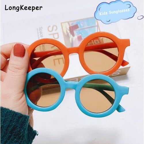 Round Sunglasses Girl Boys Candy Color Kids Eyewear Vintage Children Glasses Orange Blue Pink Anti-UV Street Beat Kid Eyeglasses
