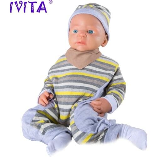 IVITA WB1511 56cm 5kg High Quality Full Body Silicone Reborn Dolls Boy Eyes Opened Born Alive Baby with Clothes Toys Juguetes