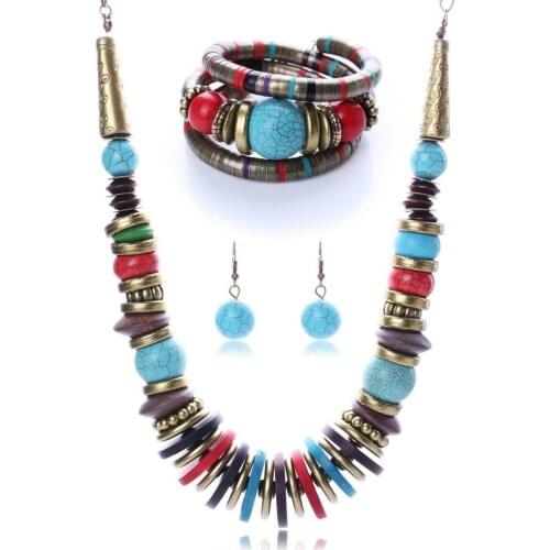 Colorful Fashion Resin Jewelry Set Resin Bracelet Necklace Earring Sets For Women NK332