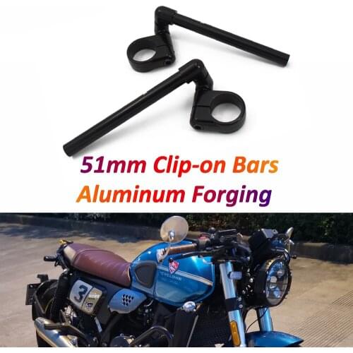 51mm Clip-on Retro Motorcycle Handlebar Adjustable Bars CNC Aluminum Forging Steering Wheel for Triumph Cafe Racer Royal Enfield