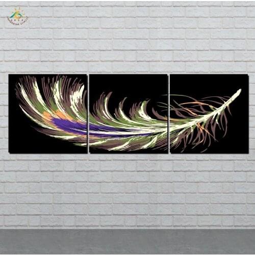 Wall Art HD Prints Canvas Art Painting Modular Picture And Poster Colorful Feathers Canvas Painting Decoration Home 3 PIECES
