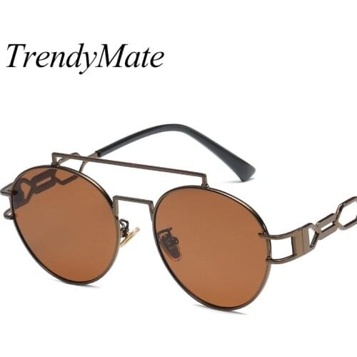 2018 New Fashion Gothic Steam Punk Glasses Brand Designer Vintage Summer Women Men Steampunk Sunglasses Oculos De Sol 1280T