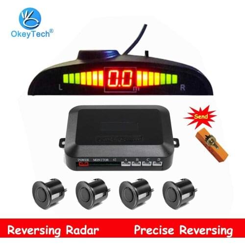 OkeyTech Car LED Parking Sensor 4 Sensors Kit Auto Parktronic Reverse Backup Radar Monitor Detector System Backlight Display