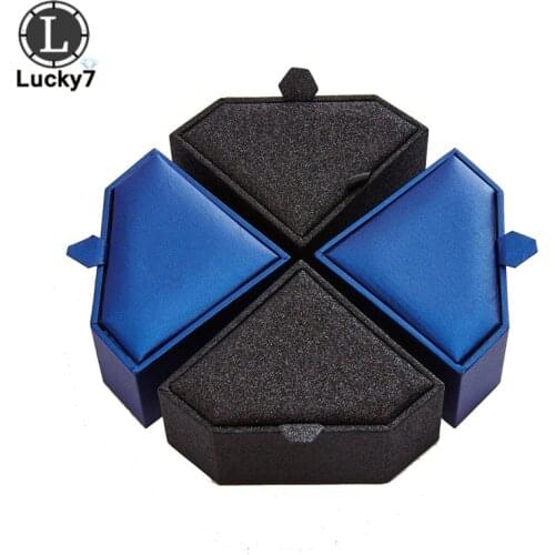 Wholesale Diamond Shaped Jewelry Packaging High-grade Ring Box Brooch Box Earrings Blue Custom Logo