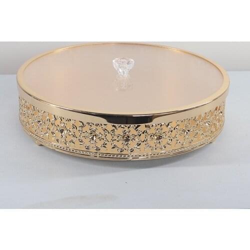 Gold Metal Cake Tray 25cm Diameter Round Dessert Plate Wedding Christmas Halloween Decoration for Home Tray Storage