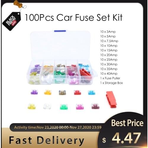 100PCS Mini Small Size Blade Car Fuse Micro Blade Fuse Set Car Accessories Car Truck Low Motorcycle Kit Insurance Film 2020 Hot