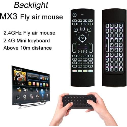 2.4G Backlight Gyroscope Fly Air Mouse Wireless Keyboard Remote Control Motion Sensor Game IR Learning Button for PC TV Box