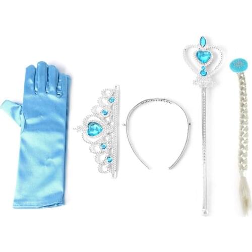 Frozen Elsa Anna Tiara Princess Crown Wig Wand Gloves Christmas Cosplay Elsa Set 24BE