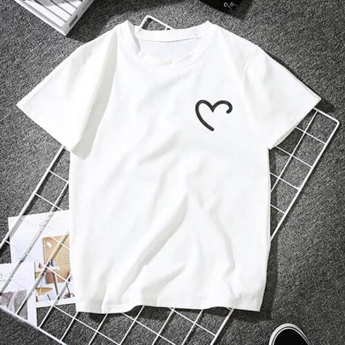 Love Print 2020 Summer Women T-shirt Short Sleeve O Neck Casual White Tshirt Fashion 90s Top Tees Female