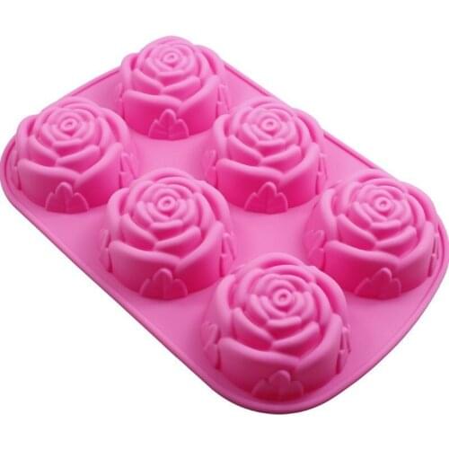 Six Rose Silicone Cake Mold Ice Cream Pudding Jelly Mold Soap Mold 3d Ice Cube Handmade Soap Making Molds