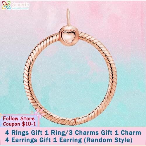 Smuxin 925 Sterling Pendant Silver Rose O Pendant fit Original Pandora Necklaces for Women Jewelry Making Birthday Girl Gift