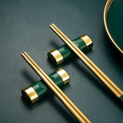 BalleenShiny High-quality Pillow-shaped Alloy Chopstick Holder Restaurant Household Tableware Chopsticks Storage Rack