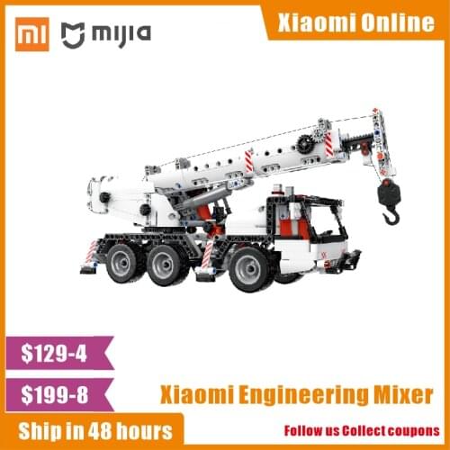 Xiaomi Mi Mitu Building Blocks Engineering Crane Rotating 360 Degree Console Lifting Telescopic Boom Kids DIY Car Toys bricksdiy