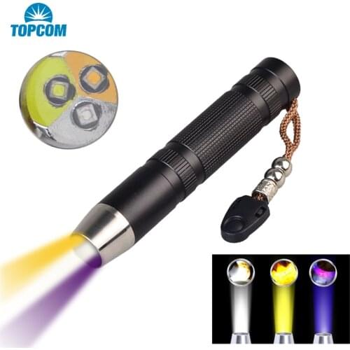 TopCom Jade Identification Flashlight 3-in-1 LED Light Torch Portable Dedicated UV Light Ultraviolet For Gemstone Jewelry Detect