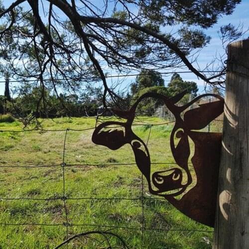 Farm Peeping Cow Ornaments Metal Artwork Outdoor Indoor Patio Hanging Ornaments Thanksgiving Day Housewarming Decor 2021#g3